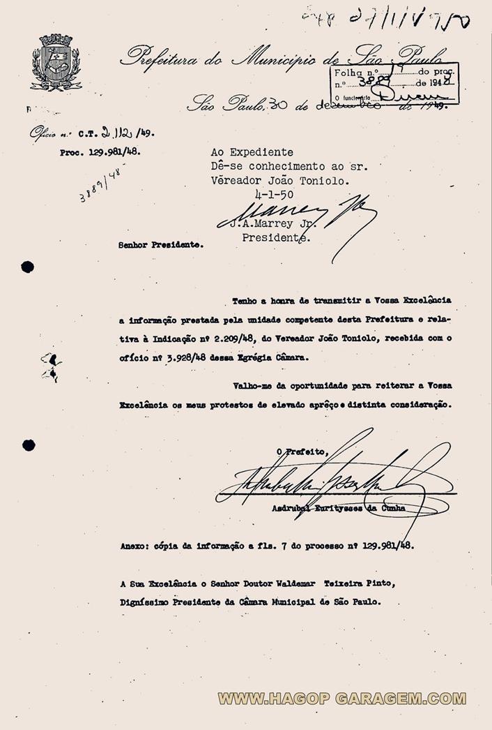 Iuminação Altino 1948 processo