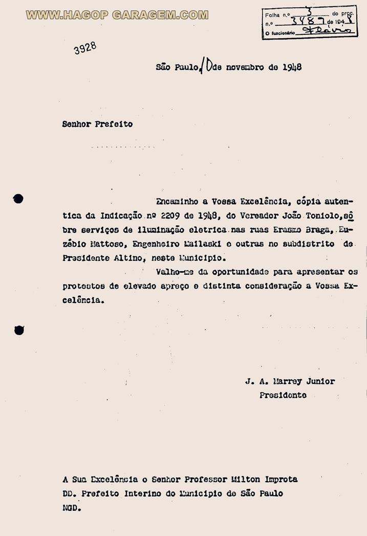 Iuminação Altino 1948 processo