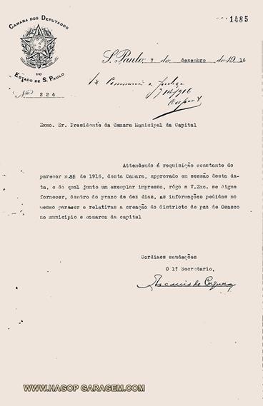 criação do distrito de paz de osasco 1916 processo
