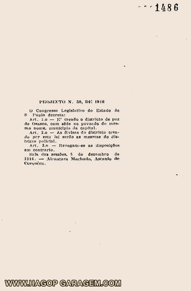 criação do distrito de paz de osasco 1916 processo
