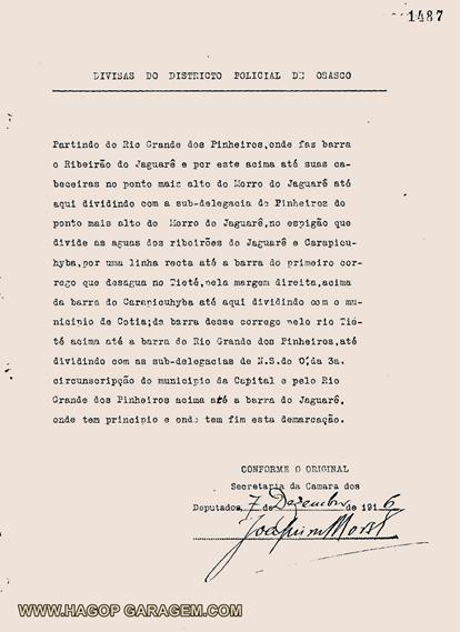 criação do distrito de paz de osasco 1916 processo